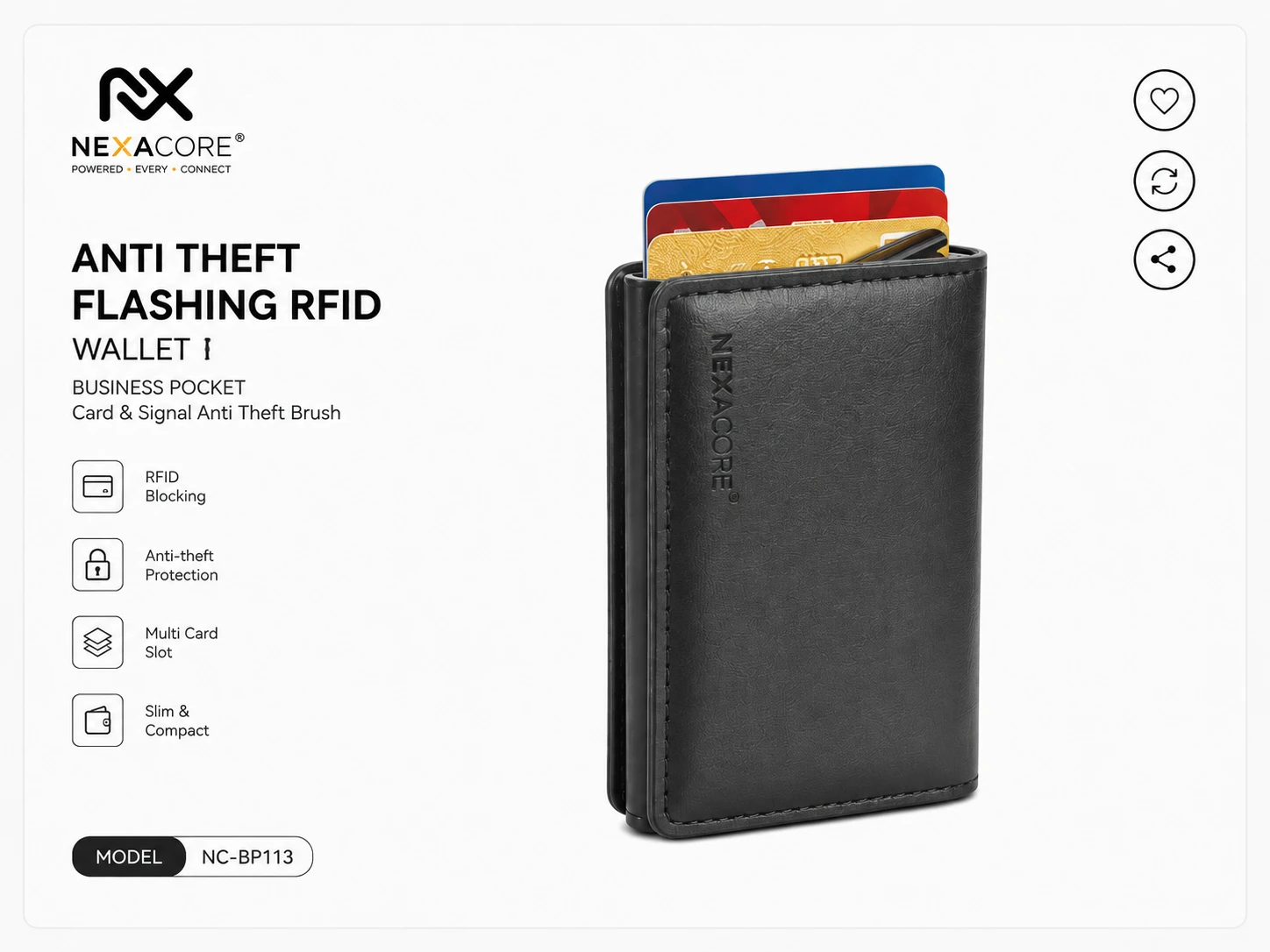 NEXACORE NC-BP113 Anti-Theft RFID Wallet