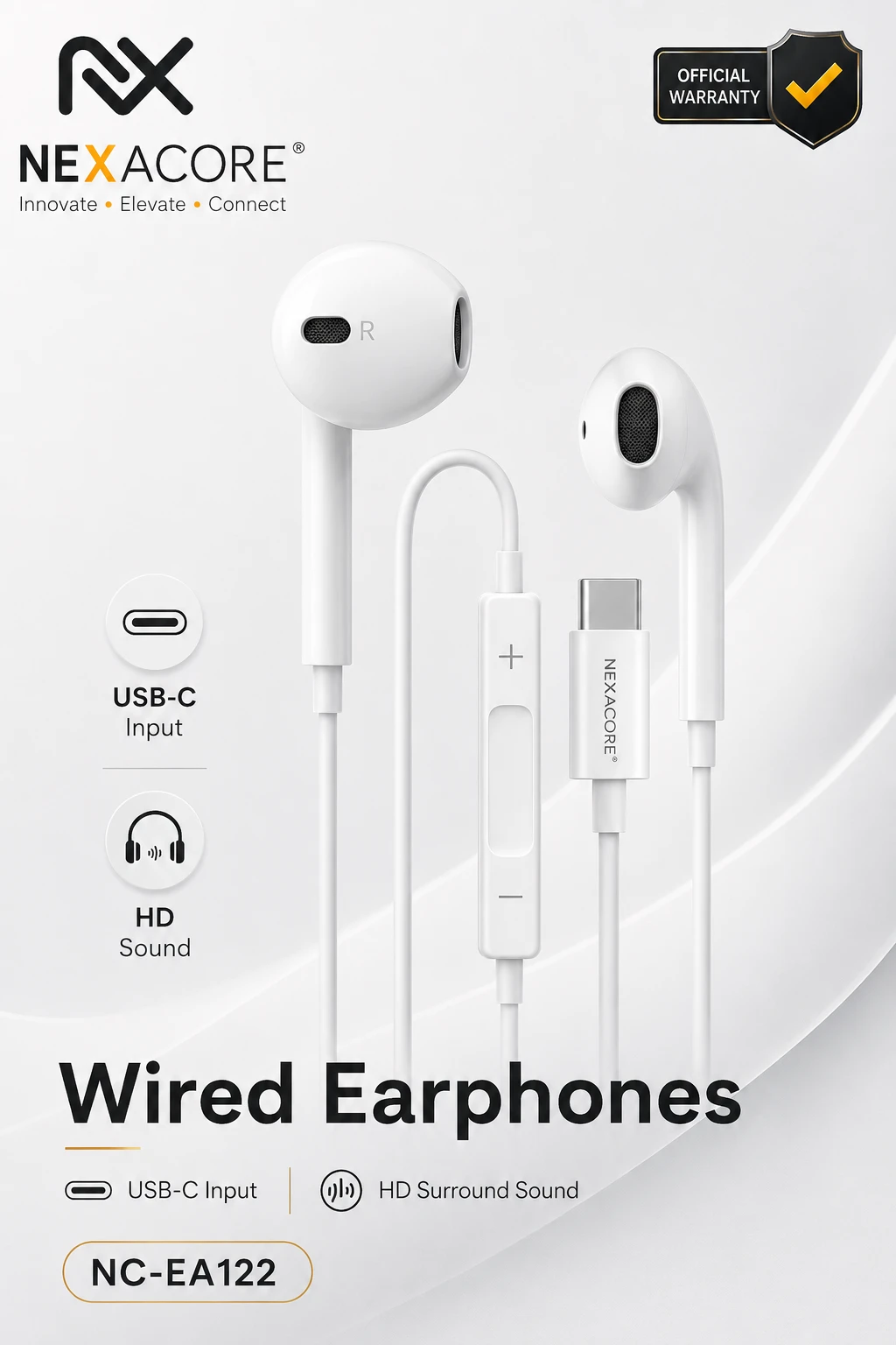 NEXACORE NC-EA126 USB-C Wired Earphones