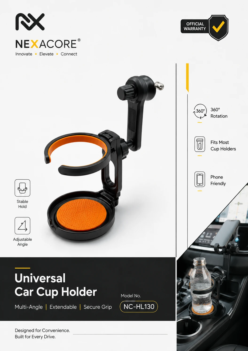 NEXACORE NC-HL130 Universal Car Cup Holder