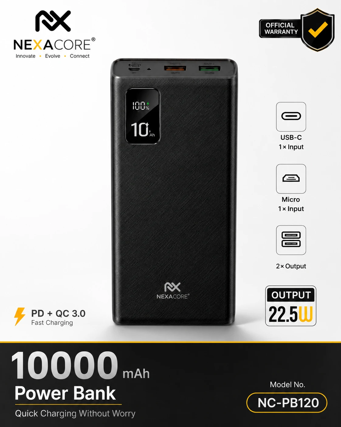 NEXACORE NC-PB120 10000mAh 22.5W Power Bank